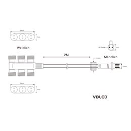 Gartus 6-way distribution cable 2m 12V - outdoor use