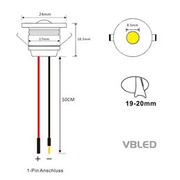 1W LED Mini recessed spotlight "ALDYNE" Minispot Silver