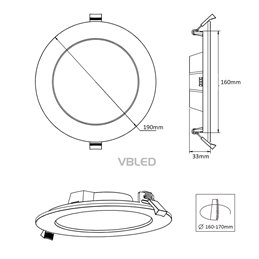 LED recessed spotlight - extra flat - 16W