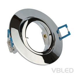 LED mounting frame aluminum - chrome optics - round - shiny - swiveling