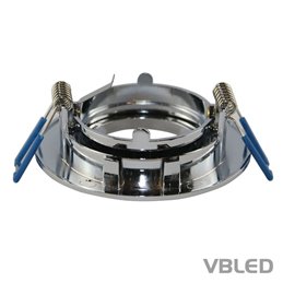 LED mounting frame aluminum - chrome optics - round - shiny - swiveling