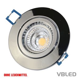 LED mounting frame aluminum - chrome optics - round - shiny - swiveling
