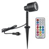 9W Garden spotlight with changeable RGBW bulb black 12V AC/DC and IR remote control