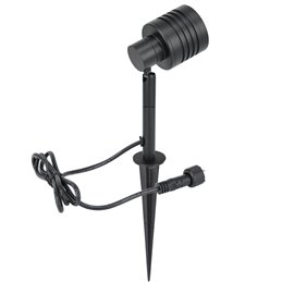 9W Garden spotlight with changeable RGBW bulb black 12V AC/DC and IR remote control