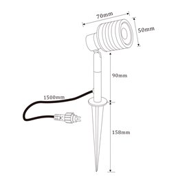 9W Garden spotlight with changeable RGBW bulb black 12V AC/DC and IR remote control