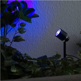 9W Garden spotlight with changeable RGBW bulb black 12V AC/DC and IR remote control