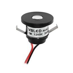 1W LED mini recessed spotlight "ALDYNE" black - 12VDC - IP44 - 3000K
