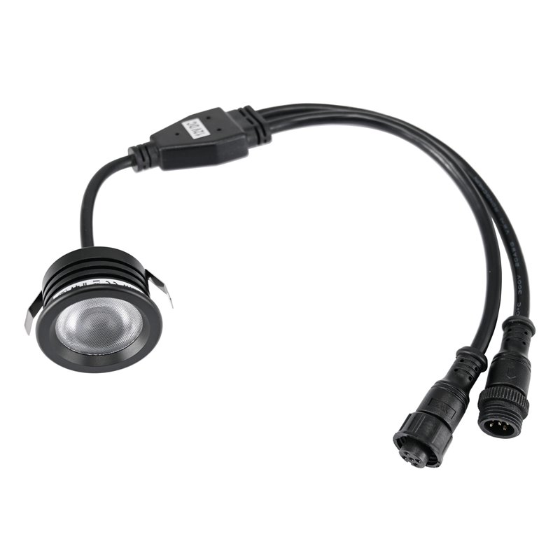 3W RGBW LED recessed spotlight "TITUS" 12VDC black with input and output cable connection 3W RGBW LED recessed spotlight "TITUS" 12VDC black with input and output cable connection