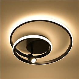 LED ceiling light "Doculus" 2 flame 40W 3000K, round, aluminum / black dimmable