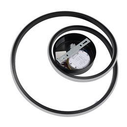LED ceiling light "Doculus" 2 flame 40W 3000K, round, aluminum / black dimmable
