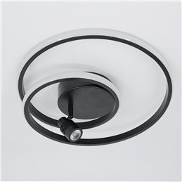 LED ceiling light "Doculus" 2 flame 40W 3000K, round, aluminum / black dimmable