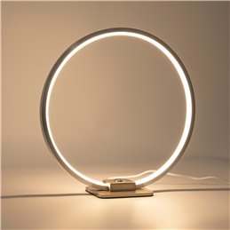 Decorative LED Table Lamp Ring Shape Dimmable 15W 3000K Aluminum, Silver