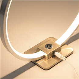Decorative LED Table Lamp Ring Shape Dimmable 15W 3000K Aluminum, Silver