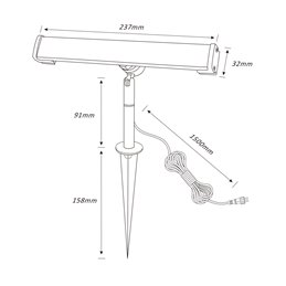 LED garden spotlight, swivelling with ground spike 12VAC/DC 5.5W 3000K
