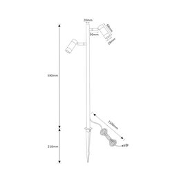 Garden spotlight MIYA 2-flame 7.5W 12V Outdoor IP65 3000K