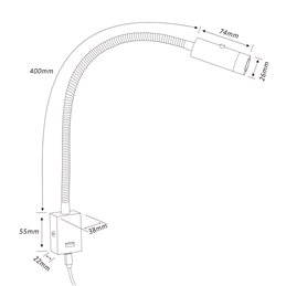 Set of 1 LED wall lamp - DIMMABLE -3W - 40cm gooseneck