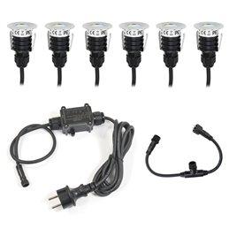 Set of 6 Mini LED Recessed Floor Light Switchable Double Color Temperature 12VDC 3 STEP DIM