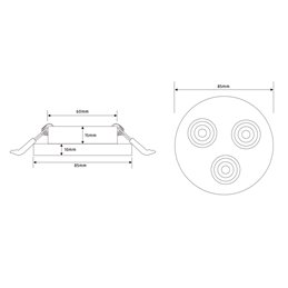 LED recessed spotlight 12VDC DIMMBAR 6W 3000K front & side