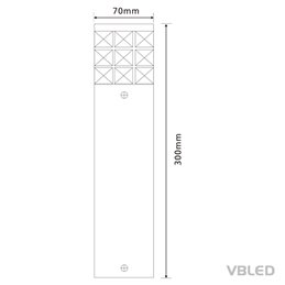 Path light bollard 12V 30cm without bulb